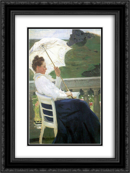 Portrait of the writer N.B. Nordman-Severova 18x24 Black Ornate Wood Framed Art Print Poster with Double Matting by Repin, Ilya