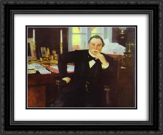Portrait of V. K. Pleve 24x20 Black Ornate Wood Framed Art Print Poster with Double Matting by Repin, Ilya