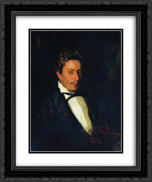 Portrait of V. Repin, musician, brother of the artist 20x24 Black Ornate Wood Framed Art Print Poster with Double Matting by Repin, Ilya
