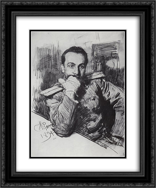 Portrait of V.A. Zhirkevich 20x24 Black Ornate Wood Framed Art Print Poster with Double Matting by Repin, Ilya