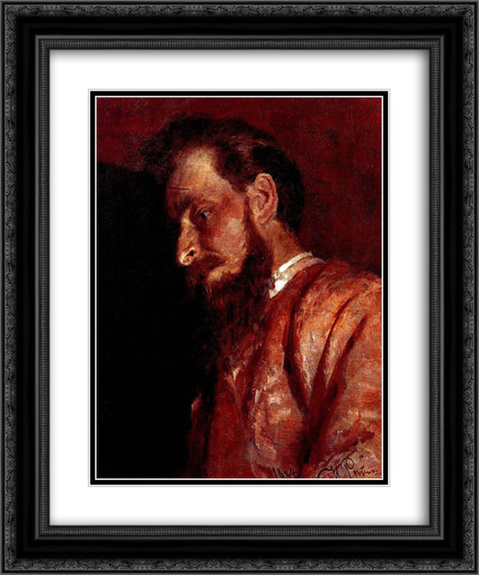 Portrait of V.K. Menk 20x24 Black Ornate Wood Framed Art Print Poster with Double Matting by Repin, Ilya