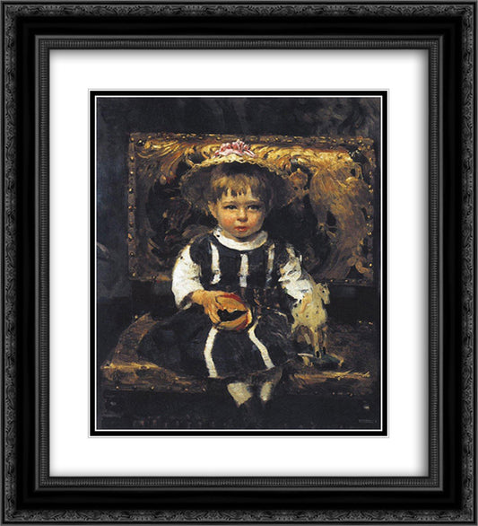 Portrait of Vera Repina 20x22 Black Ornate Wood Framed Art Print Poster with Double Matting by Repin, Ilya