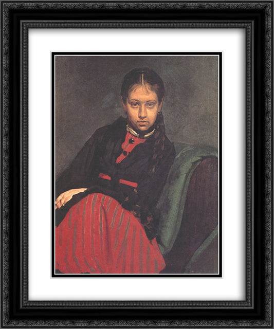 Portrait of Vera Shevtsova 20x24 Black Ornate Wood Framed Art Print Poster with Double Matting by Repin, Ilya