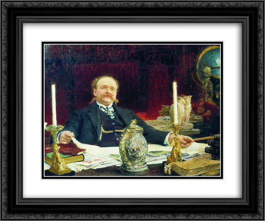 Portrait of Wilhelm von Bitner 24x20 Black Ornate Wood Framed Art Print Poster with Double Matting by Repin, Ilya