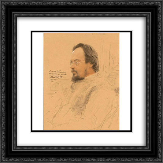 Portrait of writer Yevgeny Nikolayevich Chirikov 20x20 Black Ornate Wood Framed Art Print Poster with Double Matting by Repin, Ilya