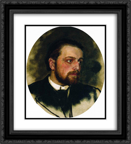 Portrait of writer Vladimir Grigorievich Chertkov 20x22 Black Ornate Wood Framed Art Print Poster with Double Matting by Repin, Ilya