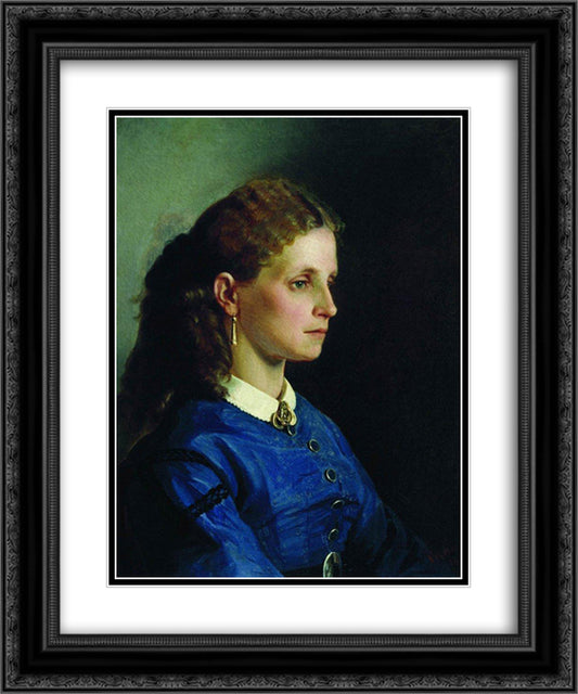 Portrait of Yanitskaya 20x24 Black Ornate Wood Framed Art Print Poster with Double Matting by Repin, Ilya