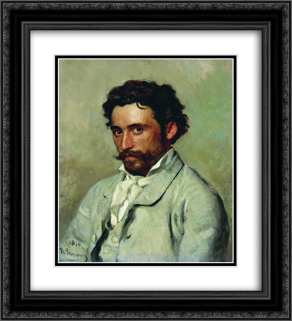 Portrait of Yurkevich 20x22 Black Ornate Wood Framed Art Print Poster with Double Matting by Repin, Ilya