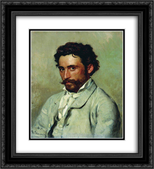 Portrait of Yurkevich 20x22 Black Ornate Wood Framed Art Print Poster with Double Matting by Repin, Ilya