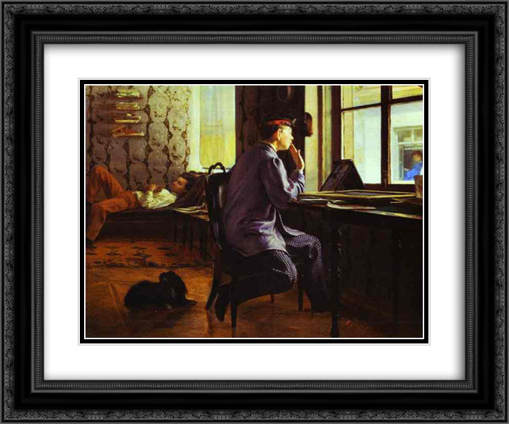 Preparation for the Examination 24x20 Black Ornate Wood Framed Art Print Poster with Double Matting by Repin, Ilya