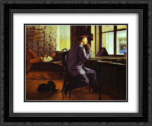 Preparation for the Examination 24x20 Black Ornate Wood Framed Art Print Poster with Double Matting by Repin, Ilya