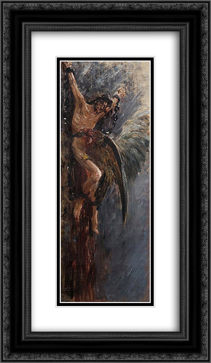 Prometheus 14x24 Black Ornate Wood Framed Art Print Poster with Double Matting by Repin, Ilya
