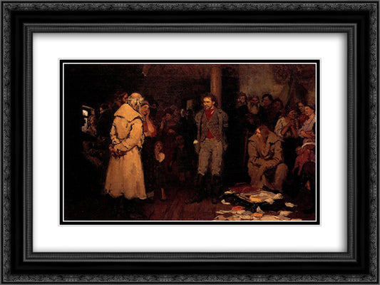 Putting a Propagandist Under Arrest 24x18 Black Ornate Wood Framed Art Print Poster with Double Matting by Repin, Ilya