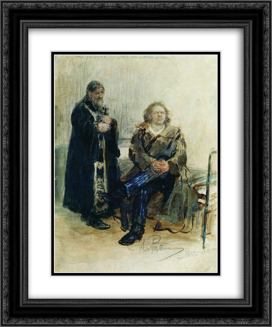 Refusal of Confession 20x24 Black Ornate Wood Framed Art Print Poster with Double Matting by Repin, Ilya