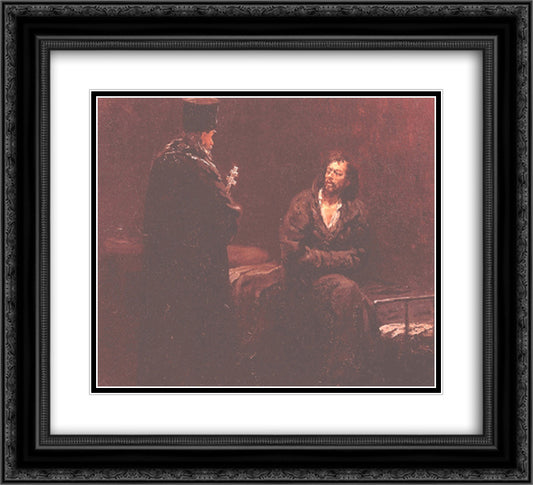 Refusal of the Confession 22x20 Black Ornate Wood Framed Art Print Poster with Double Matting by Repin, Ilya