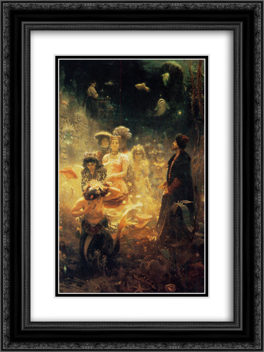 Sadko 18x24 Black Ornate Wood Framed Art Print Poster with Double Matting by Repin, Ilya
