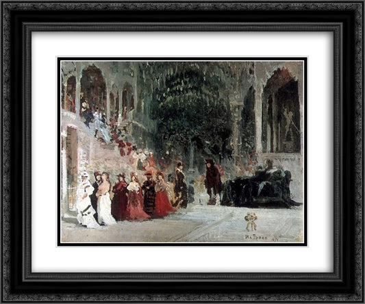 Scene from balet (study) 24x20 Black Ornate Wood Framed Art Print Poster with Double Matting by Repin, Ilya