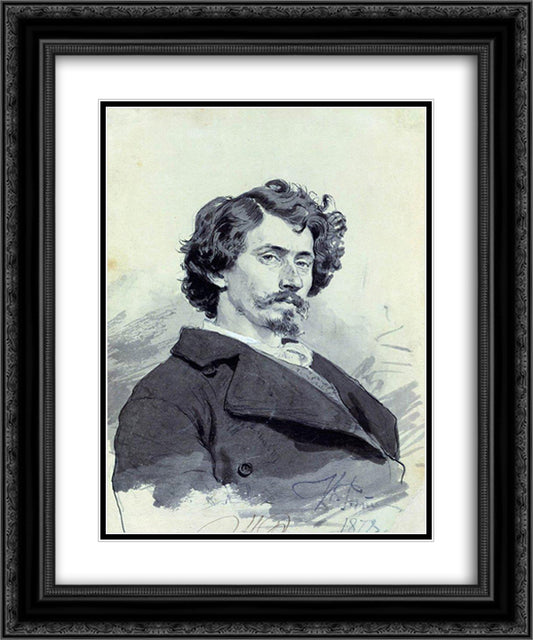 Self portrait 20x24 Black Ornate Wood Framed Art Print Poster with Double Matting by Repin, Ilya