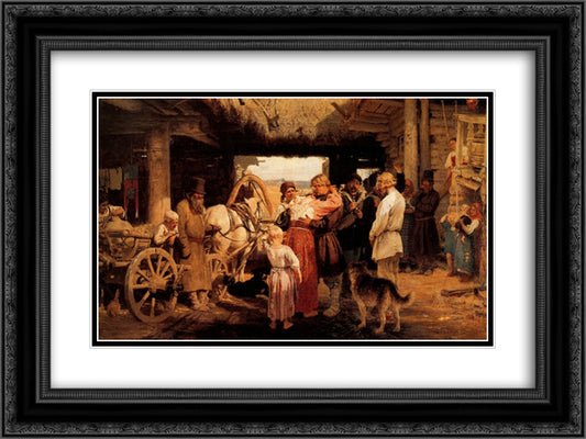 Send off of recruit 24x18 Black Ornate Wood Framed Art Print Poster with Double Matting by Repin, Ilya