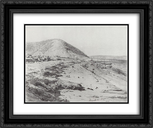 Shiryaev gully on the Volga 24x20 Black Ornate Wood Framed Art Print Poster with Double Matting by Repin, Ilya