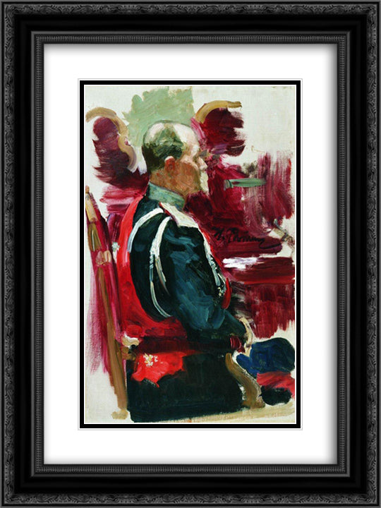 Sketch for the painting Ceremonial Meeting of the State Council on May 7, 1901 18x24 Black Ornate Wood Framed Art Print Poster with Double Matting by Repin, Ilya