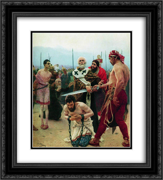 St. Nicholas Saves Three Innocents from Death 20x22 Black Ornate Wood Framed Art Print Poster with Double Matting by Repin, Ilya