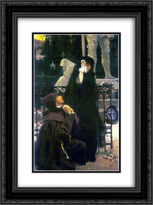 Stone Guest, Don Juan and Donna Anna 18x24 Black Ornate Wood Framed Art Print Poster with Double Matting by Repin, Ilya