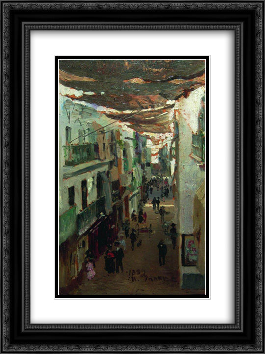 Street of the Snakes in Seville 18x24 Black Ornate Wood Framed Art Print Poster with Double Matting by Repin, Ilya