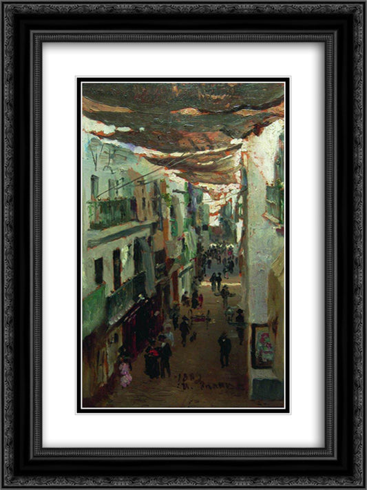 Street of the Snakes in Seville 18x24 Black Ornate Wood Framed Art Print Poster with Double Matting by Repin, Ilya