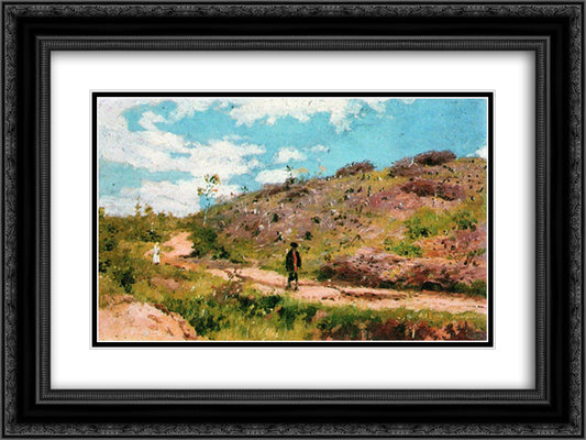 Summer landscape in Kurskaya guberniya 24x18 Black Ornate Wood Framed Art Print Poster with Double Matting by Repin, Ilya