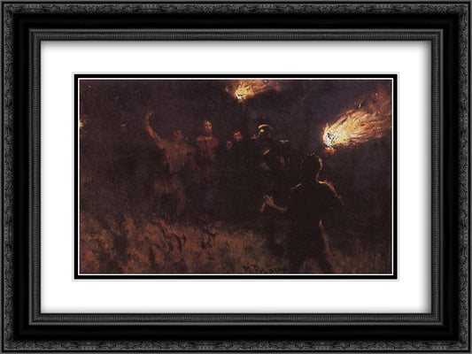 Taking Christ into custody 24x18 Black Ornate Wood Framed Art Print Poster with Double Matting by Repin, Ilya