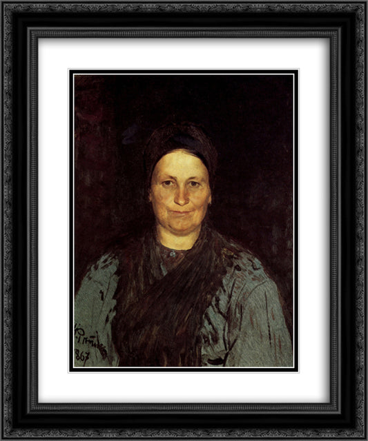 Tatyana Repina, the Artist's Mother 20x24 Black Ornate Wood Framed Art Print Poster with Double Matting by Repin, Ilya