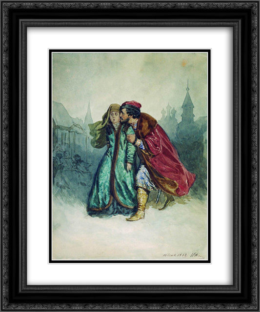 The Merchant Kalashnikov 20x24 Black Ornate Wood Framed Art Print Poster with Double Matting by Repin, Ilya