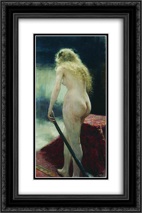 The model 16x24 Black Ornate Wood Framed Art Print Poster with Double Matting by Repin, Ilya