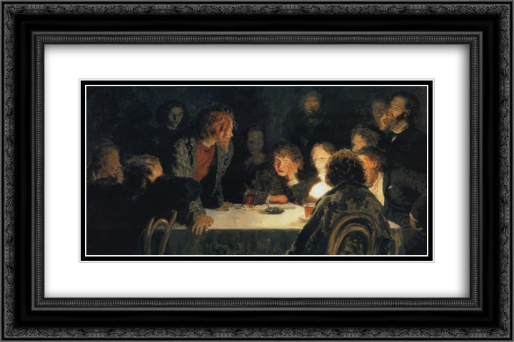 The Revolutionary Meeting 24x16 Black Ornate Wood Framed Art Print Poster with Double Matting by Repin, Ilya