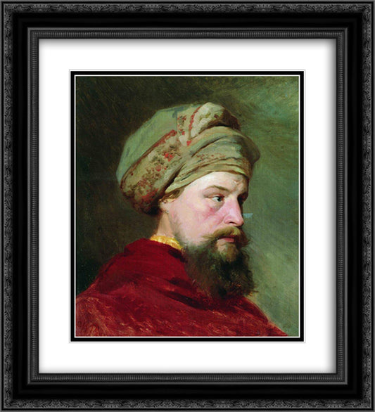 The sitter's head. The second half of the XIX century 20x22 Black Ornate Wood Framed Art Print Poster with Double Matting by Repin, Ilya