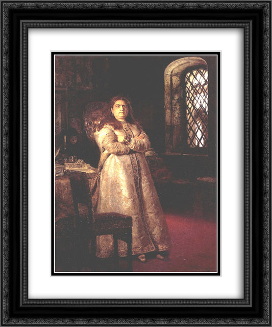 Tsarevna Sophia Alexeevna in the Novodevitchy Convent 20x24 Black Ornate Wood Framed Art Print Poster with Double Matting by Repin, Ilya