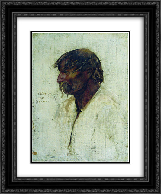 Ukrainian peasant 20x24 Black Ornate Wood Framed Art Print Poster with Double Matting by Repin, Ilya