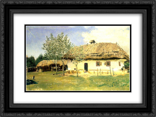 Ukrainian peasant house 24x18 Black Ornate Wood Framed Art Print Poster with Double Matting by Repin, Ilya