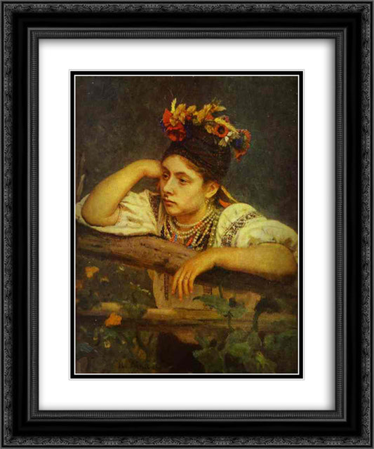 Ukranian Girl 20x24 Black Ornate Wood Framed Art Print Poster with Double Matting by Repin, Ilya