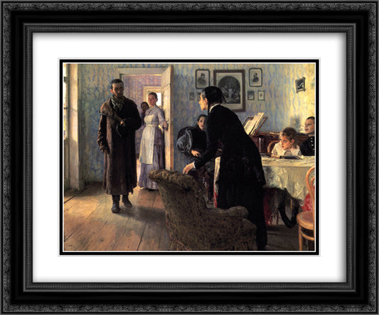 Unexpected Visitors 24x20 Black Ornate Wood Framed Art Print Poster with Double Matting by Repin, Ilya