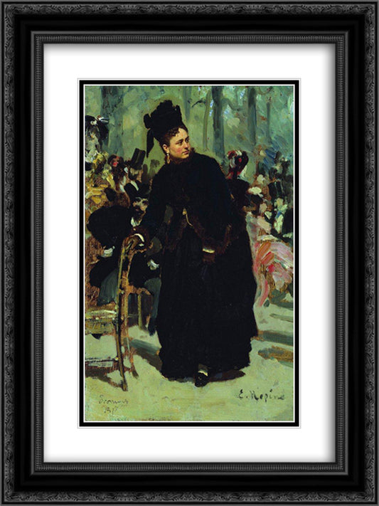Woman (study) 18x24 Black Ornate Wood Framed Art Print Poster with Double Matting by Repin, Ilya