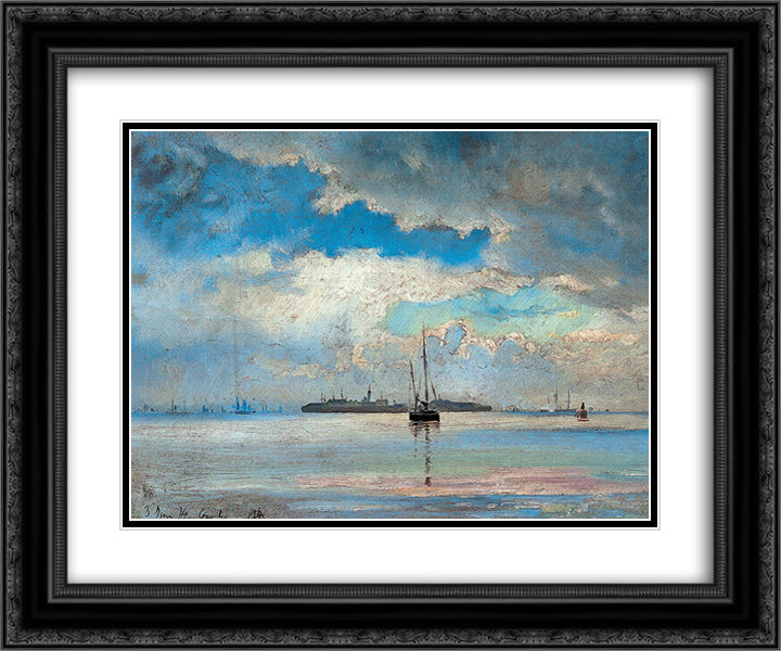 Seascape 24x20 Black Ornate Wood Framed Art Print Poster with Double Matting by Altamouras, Ioannis