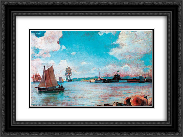 View of the Sea 24x18 Black Ornate Wood Framed Art Print Poster with Double Matting by Altamouras, Ioannis