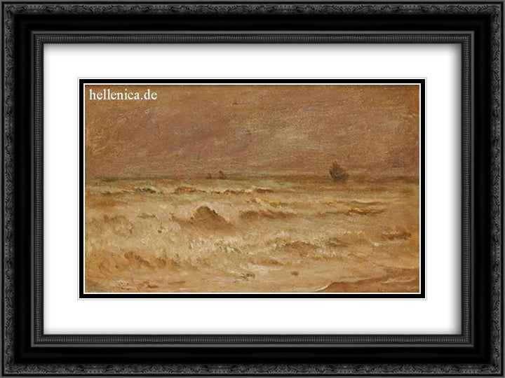 Waves 24x18 Black Ornate Wood Framed Art Print Poster with Double Matting by Altamouras, Ioannis