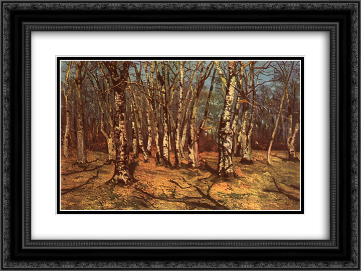 Beech Forest 24x18 Black Ornate Wood Framed Art Print Poster with Double Matting by Andreescu, Ion