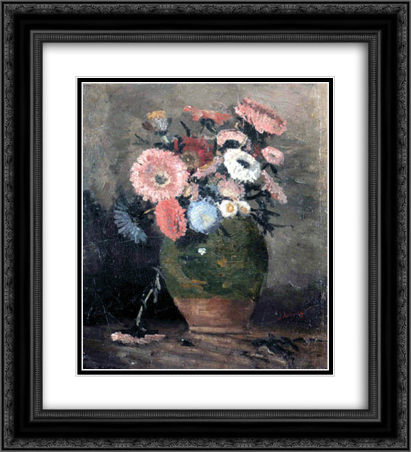 Chrysanthemum 20x22 Black Ornate Wood Framed Art Print Poster with Double Matting by Andreescu, Ion