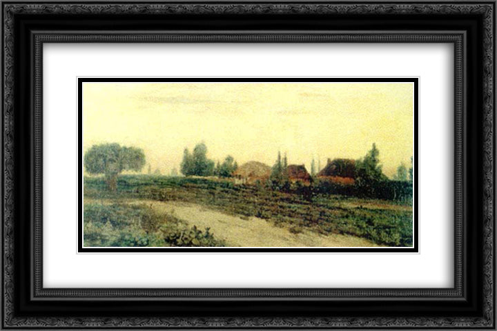 Country Road 24x16 Black Ornate Wood Framed Art Print Poster with Double Matting by Andreescu, Ion