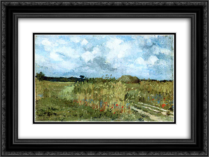 Flowering field 24x18 Black Ornate Wood Framed Art Print Poster with Double Matting by Andreescu, Ion