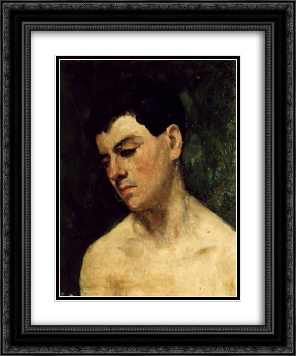 Head of a young man 20x24 Black Ornate Wood Framed Art Print Poster with Double Matting by Andreescu, Ion
